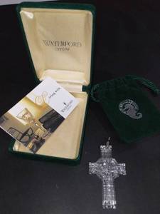 lot 1496 image: Waterford Crystal Celtic Cross Pendant with Bag and Box