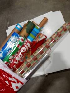 lot 1554 image: Assorted Wrapping Paper and Gift Boxes 16 x 16 in