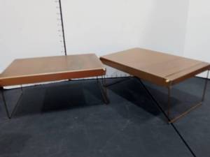 lot 1569 image: Brass Colored Adjustable Riser Shelves Lot of 2