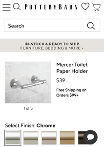 lot 2300 image: Pottery Barn Chrome TP Holder