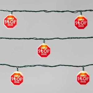 lot 2403 image: 10ct Plastic Stop Sign Christmas Incandescent String Light Warm White - Wondershop