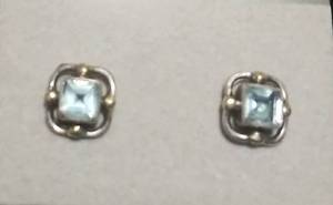 lot 2603 image: Sterling Silver Blue Topaz Stud Earrings
