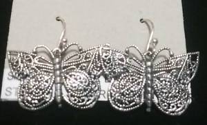 lot 2604 image: Sterling Silver Dangling Butterfly Earrings