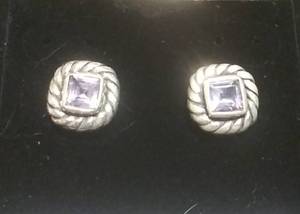 lot 2608 image: Sterling Silver Amethyst Earrings