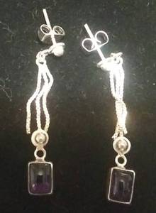 lot 2609 image: Sterling Silver Amethyst Earrings
