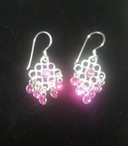 lot 2620 image: Sterling Silver Pink CZ Earrings