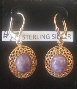 lot 2622 image: Gold Plated Sterling Silver Dangling Earrings