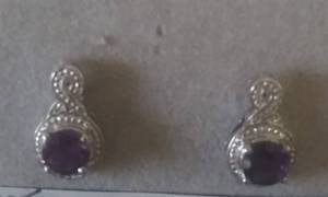 lot 2626 image: Sterling Silver Amethyst Earrings
