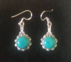 lot 2628 image: Sterling Silver Turquoise Dangling Earrings