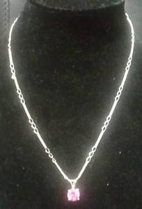 lot 2634 image: Sterling Silver Pink CZ Necklace
