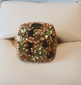 lot 2640 image: Gold Plated Over Sterling Silver & Gemstones Sz 7