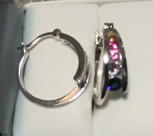 lot 2664 image: Multi Gemstones 2.0ct Hoop Earrings