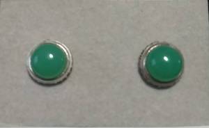 lot 2665 image: Sterling Silver Green Onyx Earrings