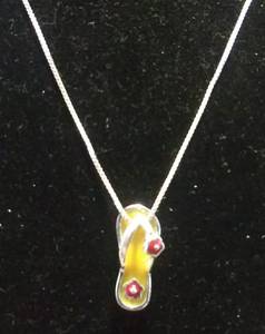 lot 2671 image: Sterling Silver Flip Flop Necklace