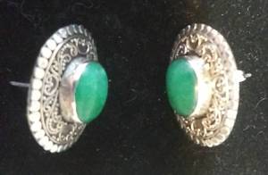 lot 2677 image: Sterling Silver Aventurine Earrings