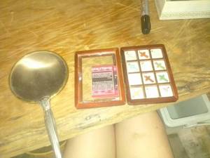 lot 926 image: Gem stone crosses and handheld mirror