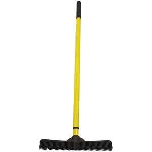 lot 55140 image: FURemover Broom, Pet Hair Removal Tool with Squeegee & Telescoping Handle That Extends from 3-5, Black & Yellow