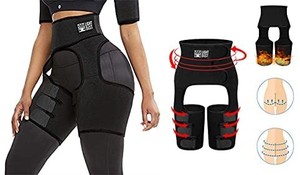 lot 55485 image: 2 in 1 Women Waist Thigh Trimmer Belt for Leg Butt Hip Wear, Waist BLACK