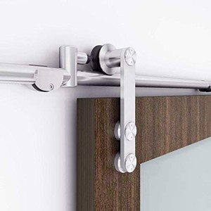 lot 65763 image: EaseLife Stainless Steel Top Mount Barn Door Rail Kit. 6ft.
