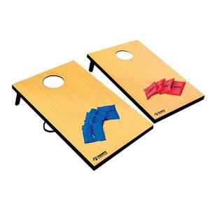 lot 65804 image: Triumph Tournament Bean Bag Toss Game with 2 Wooden Portable Game Platforms on Foldable Legs and 8 Toss Bags