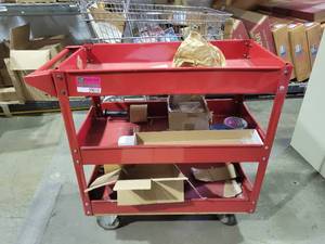 lot 29010 image: Red Metal Rolling Cart