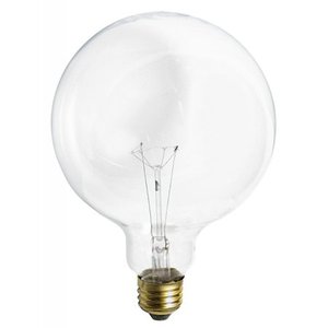 lot 29025 image: Satco S3014 150W 120V Globe G40 Clear E26 Base Incandescent light bulb