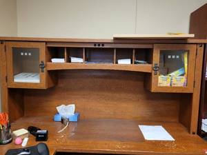 lot 31533 image: Office Desk, Chairs and Side Table no contents included