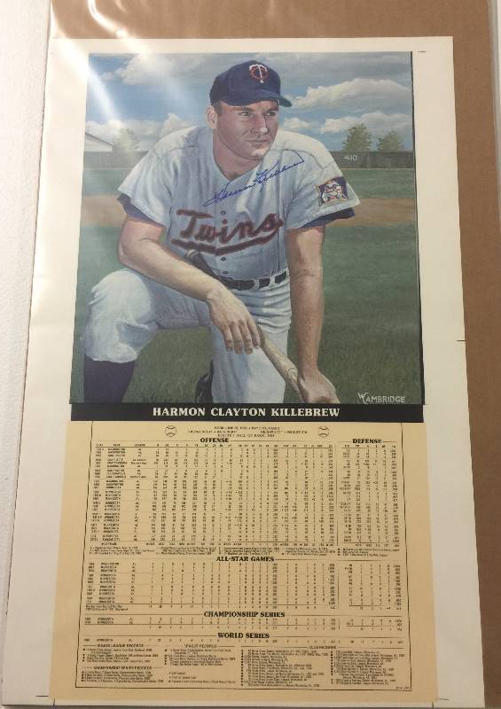 lot 1001 image: Harmon Killebrew Signed Cope Enterprises Posters Collection PSADNA Authenticated