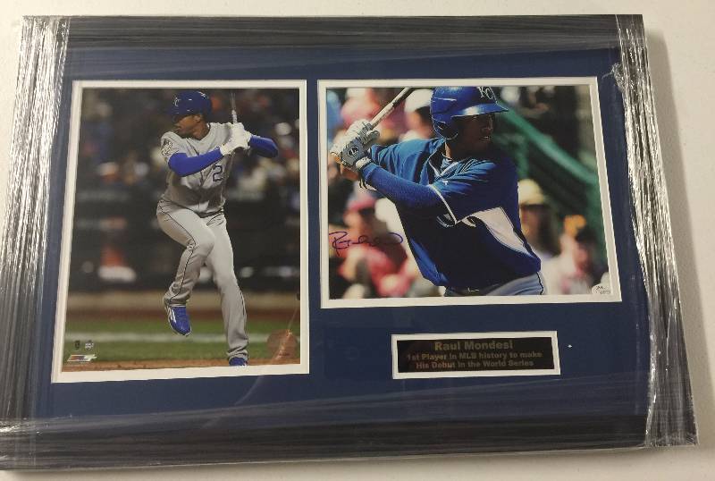 lot 1002 image: 20x12 Framed Raul Mondesi Jr First to Debut in World Series Signed Official picture wJSA Certification