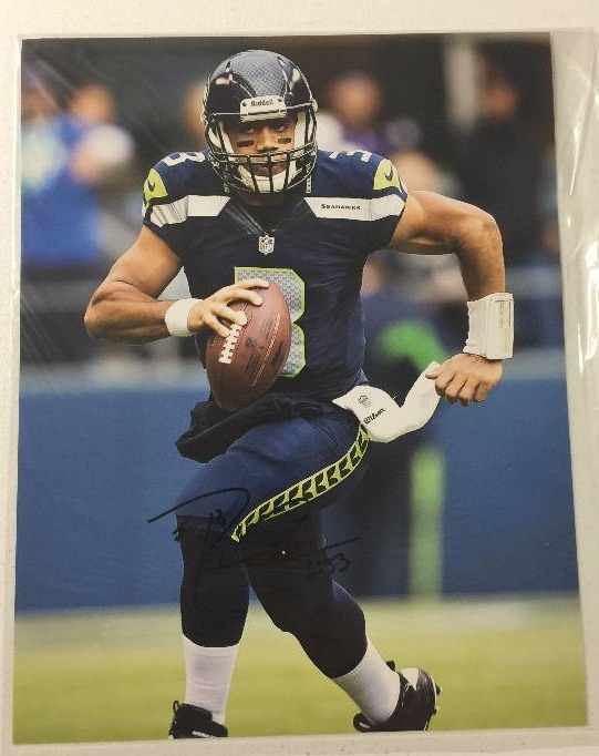 lot 1042 image: Signed 11x14 Photograph Russell Wilson Seattle Seahawks Quarterback