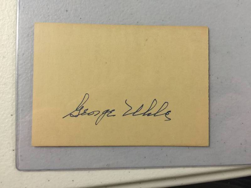 lot 1059 image: George Uhle Signed Index Style Card Indians, Yankees James Spence Authentication (JSA)