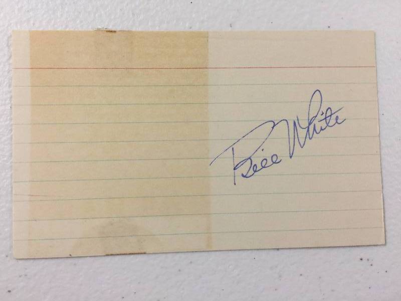 lot 1063 image: Bill White Signed Index Card with James Spence Authentication (JSA)