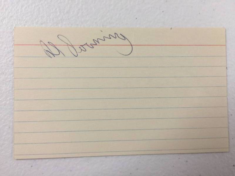 lot 1062 image: Al Downing Signed Index card with James Spence Authentication (JSA)