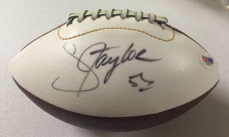 lot 1077 image: Signed Lawrence Taylor New York Giants Mini Football PSADNA Authenticated