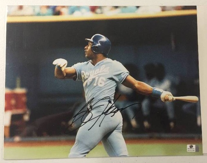 lot 1080 image: 11x14 Signed Bo Jackson Photo Kansas City Royals Global Authentics Certificate (GAI)