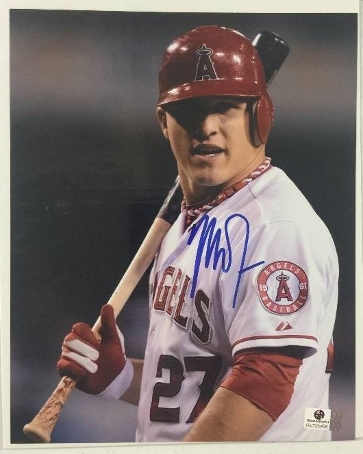 lot 1084 image: Signed 8x10 Photo Mike Trout Los Angeles Angels of Anaheim Global Authentics (GAI) Certified