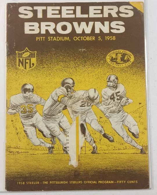 lot 1086 image: 1051958 Official Program Pittsburg Steelers vs. Cleveland Browns at Pitt Stadium 1958