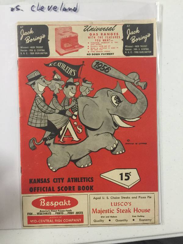 lot 1088 image: Original Official 1956 Kansas City Athletics As Score Book