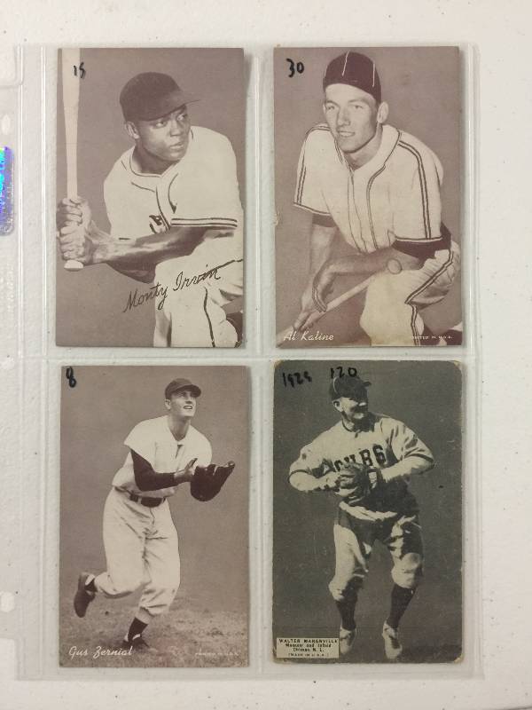 lot 1090 image: 1929 Exhibit Walter Rabbit Maranville w 1947-66 Al Kaline, Monty Irvin, and Gus Zernial