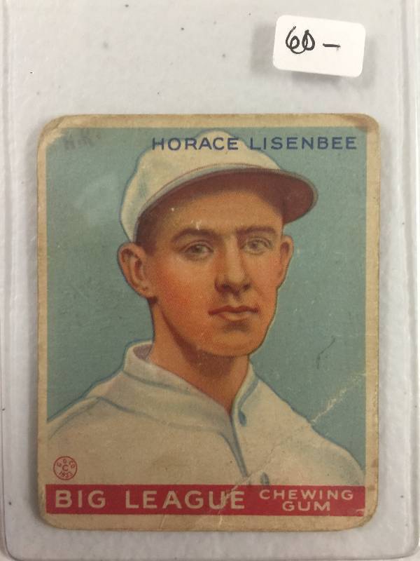 lot 1106 image: Original 1933 Goudey Horace Lisenbee Baseball Card