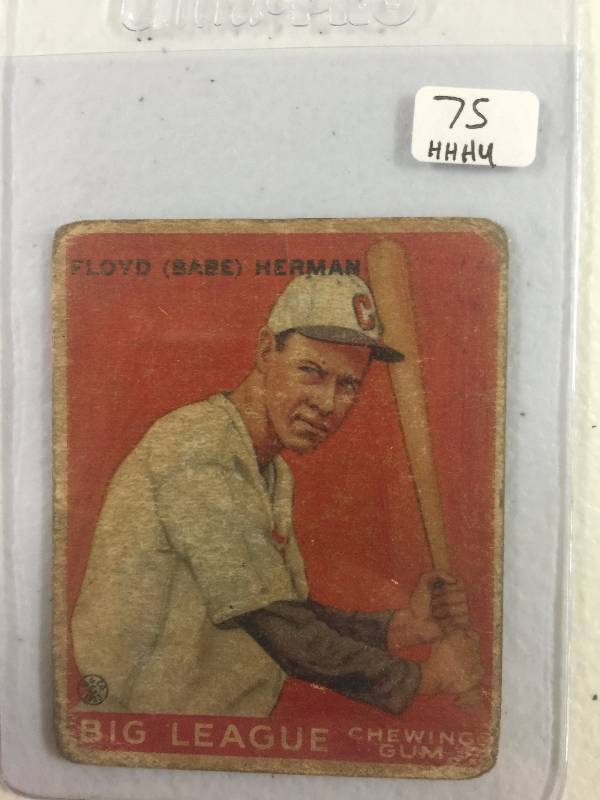lot 1110 image: Original 1933 Goudey Floyd Babe Herman Chicago Cubs Baseball Card