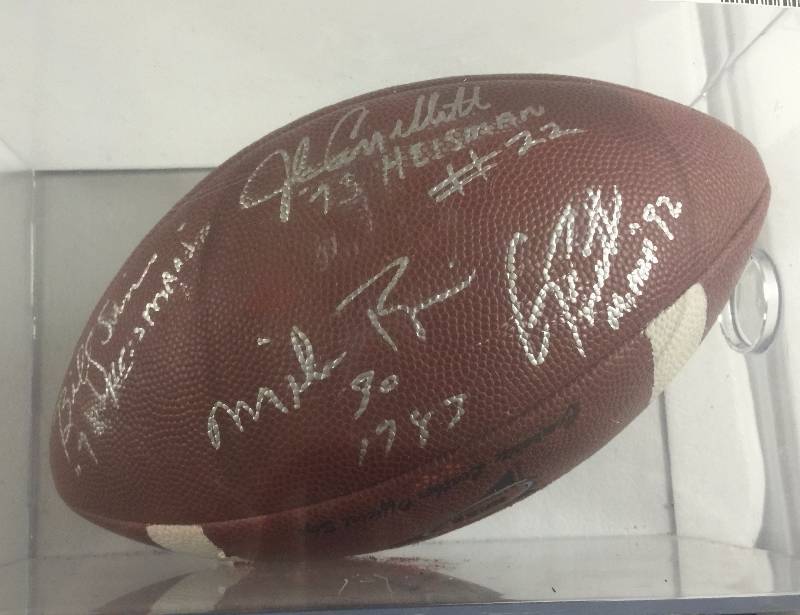 lot 1127 image: Full Sized Football Signed by SIX Former Heisman Trophy Winners