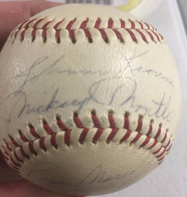 lot 1131 image: 1965 New York Yankees Team Signed Baseball wMickey Mantle, Whitey Ford, Roger Maris and others