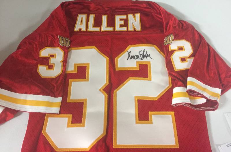 lot 1150 image: Full Sized Marcus Allen Kansas City Chiefs SIgned Jersey with Certificate of Authenticity