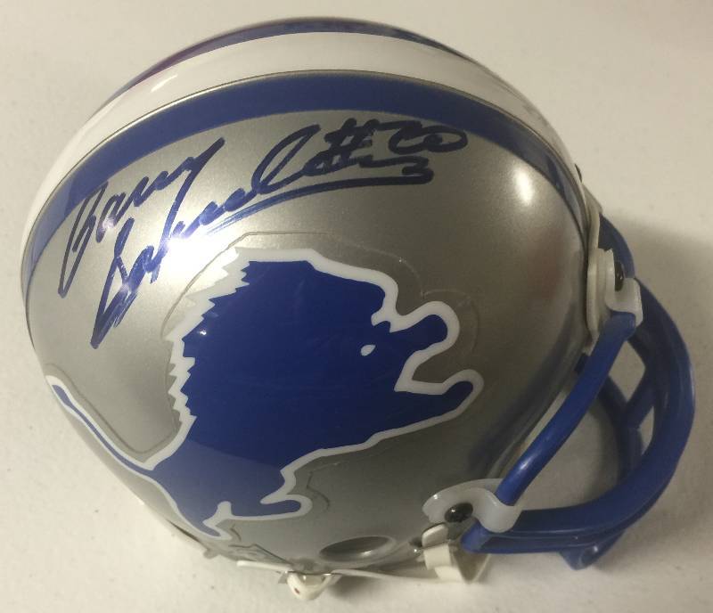 lot 1157 image: Barry Sanders Signed Mini Detroit Lions Mini Helmet