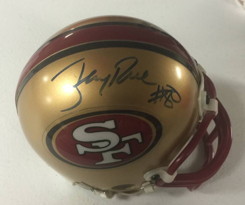 lot 1159 image: Signed Mini Helmet Jerry Rice San Francisco 49ers Wide Receiver
