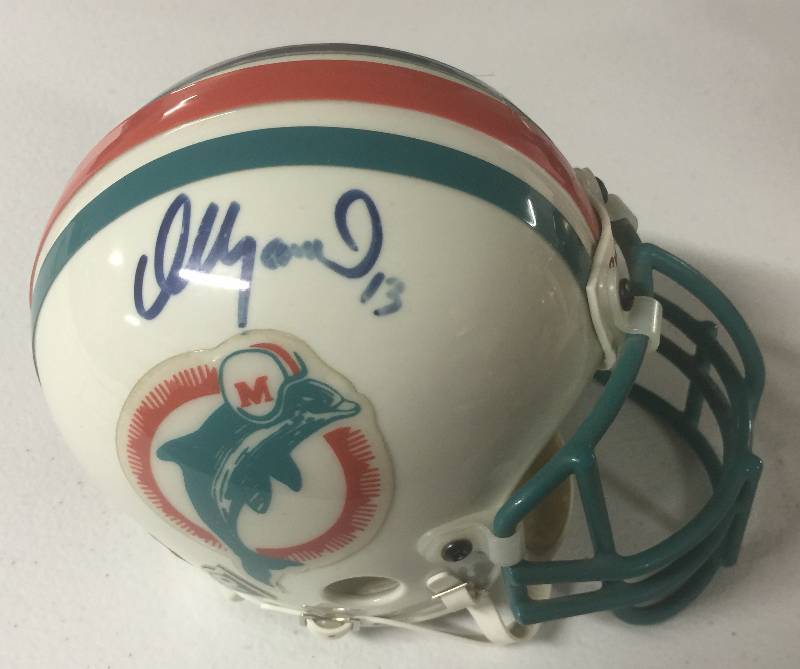 lot 1161 image: Signed Dan Marino Miami Dolphins Mini Helmet