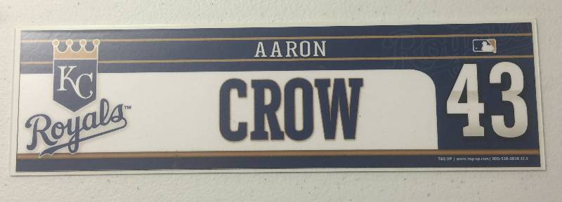 lot 1185 image: Kansas City Royals Aaron Crow Locker Plate Header #43