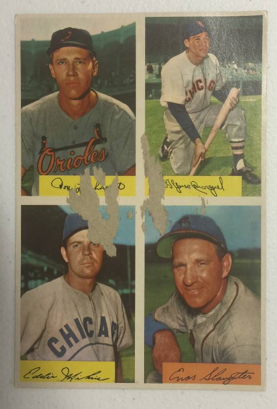 lot 1200 image: 1954 Bowman Uncut Promotional Sheet wSt Louis Cardinals Enos Country Slaughter