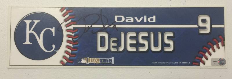 lot 1205 image: Kansas City Royals Team Issued Locker Tag of David DeJesus Signed and MLB Authenticated